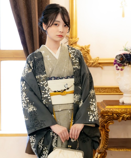 kimonomachi(キモノマチ)の「レディース 羽織 単品 かすみ草に青海波シリーズ KIMONOMACHI オリジナル(着物・レディース・トップグレー/ネイビー/スミクロ/ダークグレー/グレイッシュベージュ/ダークネイビー/ライトカーキ/ライトグレー・FREE)」の3枚目の写真
