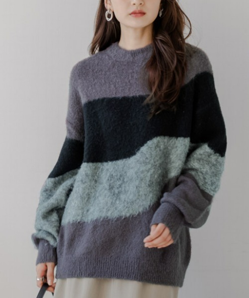 高身長 インターシャニットプルオーバー（トールサイズ）Essenave（ニット/セーター）｜slattgir（スラットジール）