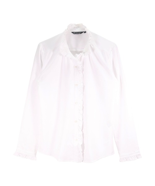 TOKYO SHIRTS(トウキョウシャツ)の「【吸水速乾】【COFREX】スタンドゴムシャーリング 長袖 レディースデザインシャツ(シャツ/ブラウス・レディース・ホワイト・S/M/L/LL/XL)」の7枚目の写真