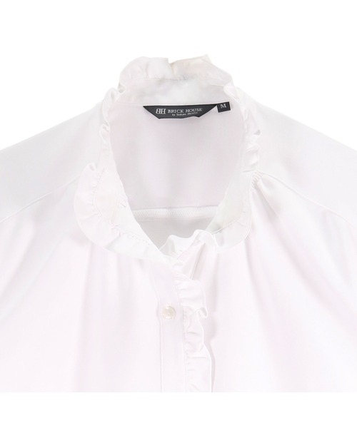 TOKYO SHIRTS(トウキョウシャツ)の「【吸水速乾】【COFREX】スタンドゴムシャーリング 長袖 レディースデザインシャツ(シャツ/ブラウス・レディース・ホワイト・S/M/L/LL/XL)」の9枚目の写真