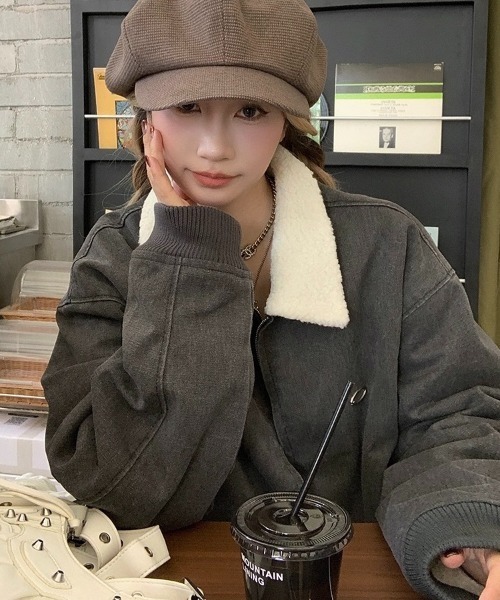 LADY LIKE（レディライク）の「ワークテイスト裏ボアジャケット（ブルゾン・レディース・グレー/キャメル・M）」の14枚目の写真