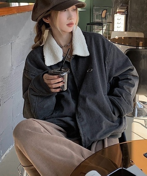 セール】ワークテイスト裏ボアジャケット（ブルゾン）｜LADY LIKE