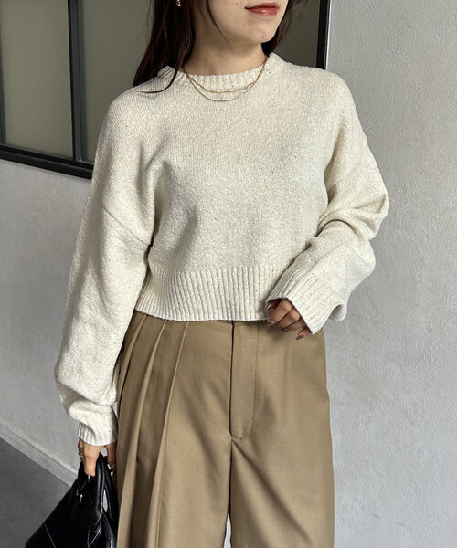 Thevon（ゼボン）の「スパンコールショートニット（ニット/セーター・レディース・ブラック/アイボリー/ライトグレー/イエロー・FREE）」の20枚目の写真