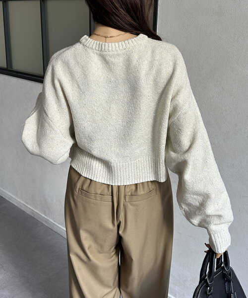 Thevon（ゼボン）の「スパンコールショートニット（ニット/セーター・レディース・ブラック/アイボリー/ライトグレー/イエロー・FREE）」の22枚目の写真