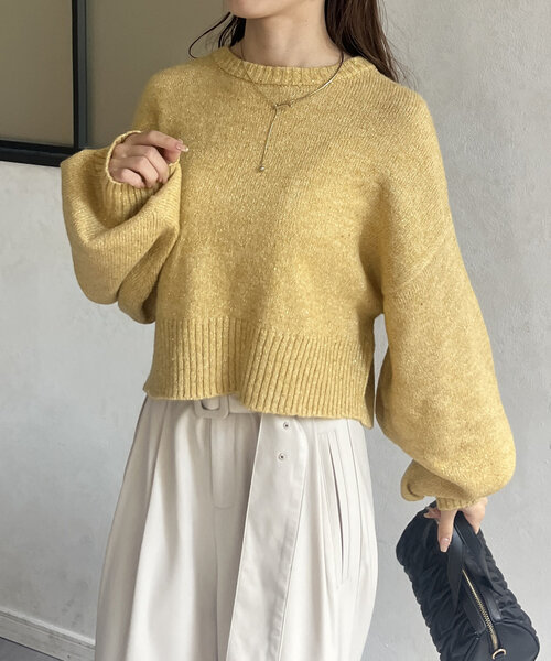 Thevon（ゼボン）の「スパンコールショートニット（ニット/セーター・レディース・ブラック/アイボリー/ライトグレー/イエロー・FREE）」の9枚目の写真