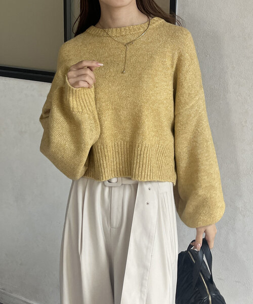 Thevon（ゼボン）の「スパンコールショートニット（ニット/セーター・レディース・ブラック/アイボリー/ライトグレー/イエロー・FREE）」の12枚目の写真