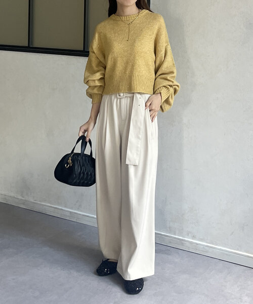 Thevon（ゼボン）の「スパンコールショートニット（ニット/セーター・レディース・ブラック/アイボリー/ライトグレー/イエロー・FREE）」の13枚目の写真