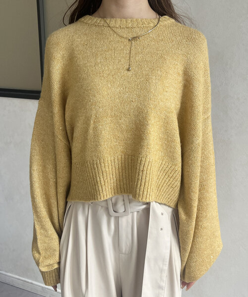 Thevon（ゼボン）の「スパンコールショートニット（ニット/セーター・レディース・ブラック/アイボリー/ライトグレー/イエロー・FREE）」の16枚目の写真