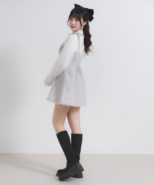 DearMyLoveRose(ディアマイラブローズ)の「ラメツイードキャミワンピース(ワンピース・レディース・ベビーピンク/ブラック/グレー/ブルー・MEDIUM/LARGE/LL/3L)」の13枚目の写真
