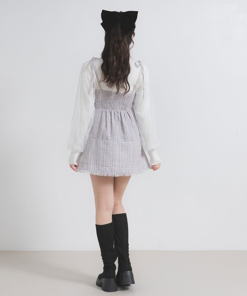 DearMyLoveRose(ディアマイラブローズ)の「ラメツイードキャミワンピース(ワンピース・レディース・ベビーピンク/ブラック/グレー/ブルー・MEDIUM/LARGE/LL/3L)」の14枚目の写真