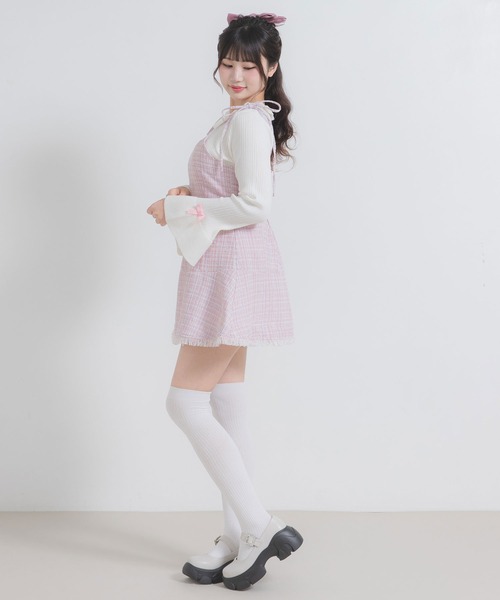 DearMyLoveRose(ディアマイラブローズ)の「ラメツイードキャミワンピース(ワンピース・レディース・ベビーピンク/ブラック/グレー/ブルー・MEDIUM/LARGE/LL/3L)」の19枚目の写真