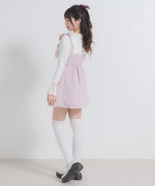 DearMyLoveRose(ディアマイラブローズ)の「ラメツイードキャミワンピース(ワンピース・レディース・ベビーピンク/ブラック/グレー/ブルー・MEDIUM/LARGE/LL/3L)」の20枚目の写真