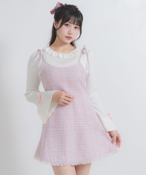 DearMyLoveRose(ディアマイラブローズ)の「ラメツイードキャミワンピース(ワンピース・レディース・ベビーピンク/ブラック/グレー/ブルー・MEDIUM/LARGE/LL/3L)」の21枚目の写真