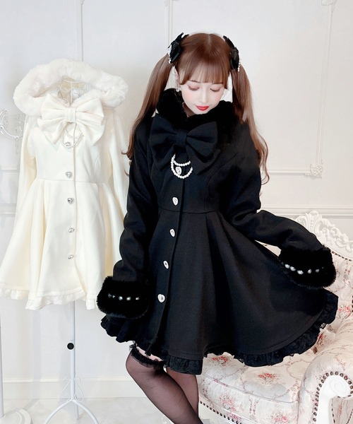 近年モデル✨エムズグレイシー トレンチコート ロングコート リボン フリル 黒 2025 A/W Collection | msgracy