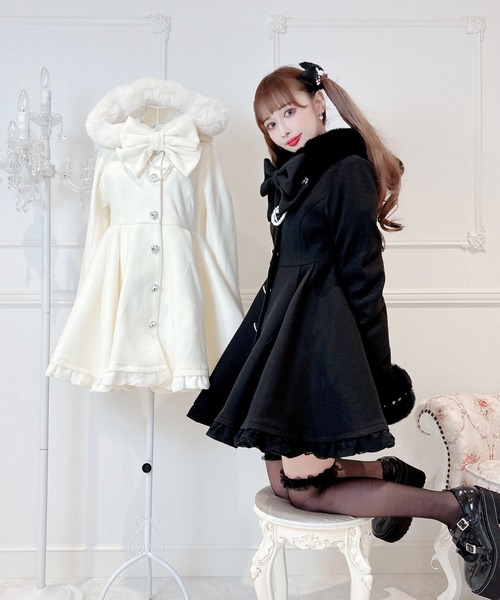 MA＊RS りぼんタイ付きフードロングコート MA*RS（アメーバーマーズ）の「りぼんタイ付きフードロング