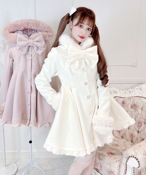 MA＊RS りぼんタイ付きフードロングコート MA*RS（アメーバーマーズ）の「りぼんタイ付きフードロング