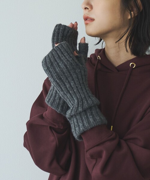 coen（コーエン）の「リブニットアームウォーマー（手袋・レディース・ナチュラル/ダークグレー/ブラック/ベージュ・FREE）」の9枚目の写真