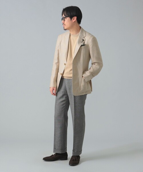Beams F ビームスエフ｜ブラウン グレンチェック｜ウール×コットン×リネン BEAMS F（ビームスF）La favola / リネンコットン グレン