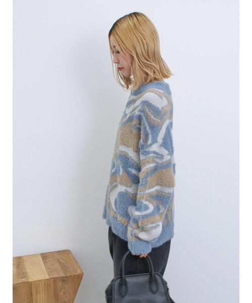 Samansa Mos2 blue（サマンサモスモスブルー）の「マーブル柄フェザーヤーンニットプルオーバー（ニット/セーター・レディース・グレー/ブルー/イエロー・F）」の22枚目の写真