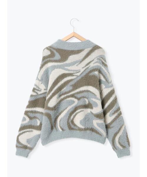 Samansa Mos2 blue（サマンサモスモスブルー）の「マーブル柄フェザーヤーンニットプルオーバー（ニット/セーター・レディース・グレー/ブルー/イエロー・F）」の19枚目の写真