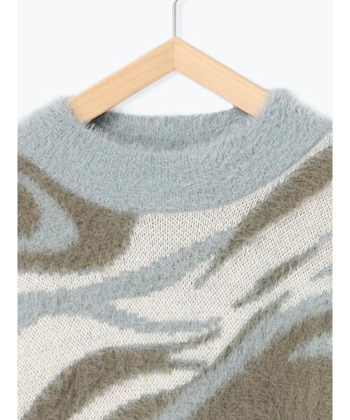 Samansa Mos2 blue（サマンサモスモスブルー）の「マーブル柄フェザーヤーンニットプルオーバー（ニット/セーター・レディース・グレー/ブルー/イエロー・F）」の18枚目の写真
