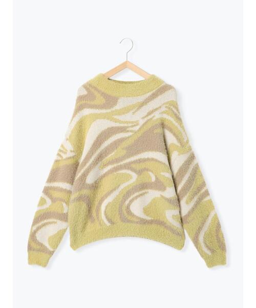 Samansa Mos2 blue（サマンサモスモスブルー）の「マーブル柄フェザーヤーンニットプルオーバー（ニット/セーター・レディース・グレー/ブルー/イエロー・F）」の12枚目の写真