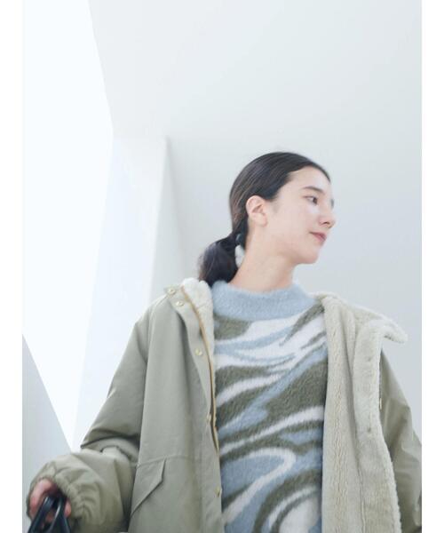 Samansa Mos2 blue（サマンサモスモスブルー）の「マーブル柄フェザーヤーンニットプルオーバー（ニット/セーター・レディース・グレー/ブルー/イエロー・F）」の7枚目の写真