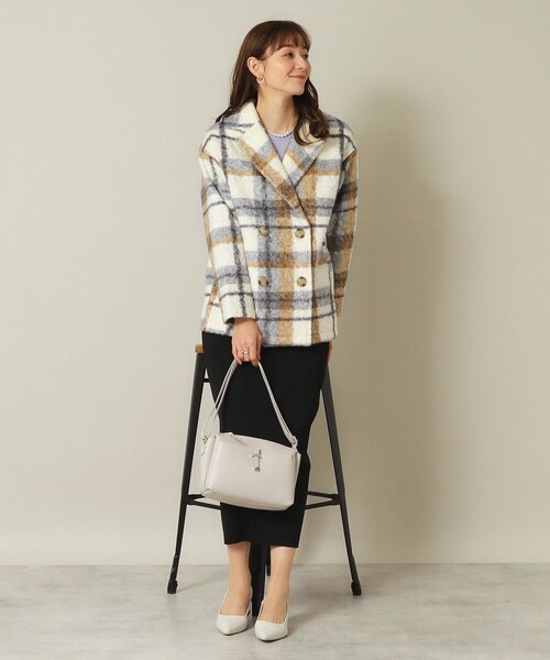 ITS'DEMO（イッツデモ）の「◆ブークレチェックコート（チェスターコート・レディース・アイボリー系1/ブラック系1・00）」の5枚目の写真