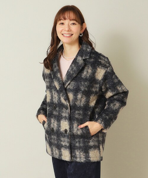 ITS'DEMO（イッツデモ）の「◆ブークレチェックコート（チェスターコート・レディース・アイボリー系1/ブラック系1・00）」の7枚目の写真