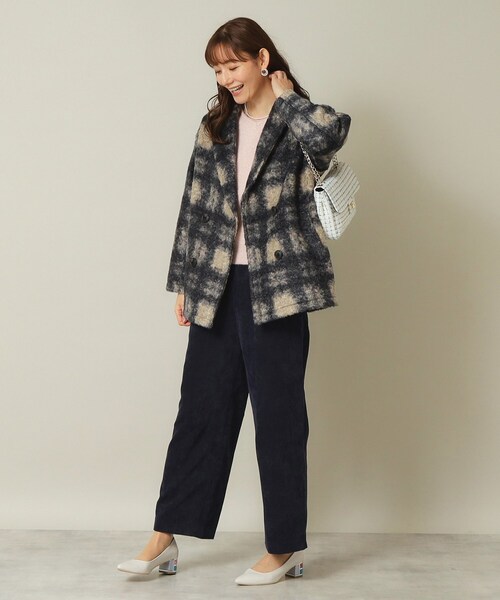 ITS'DEMO（イッツデモ）の「◆ブークレチェックコート（チェスターコート・レディース・アイボリー系1/ブラック系1・00）」の8枚目の写真