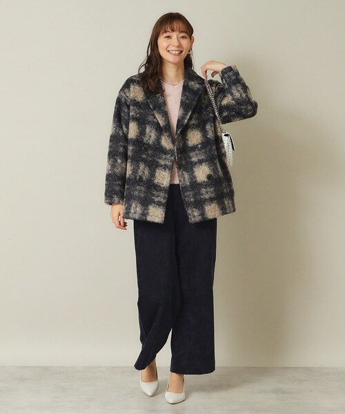 ITS'DEMO（イッツデモ）の「◆ブークレチェックコート（チェスターコート・レディース・アイボリー系1/ブラック系1・00）」の9枚目の写真