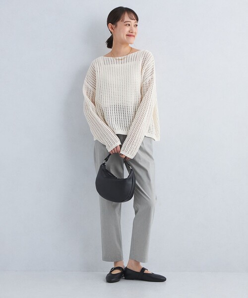 green label relaxing（グリーンレーベルリラクシング）の「［size SHORT/TALLあり］オルマイ LI/MIX テーパード パンツ（その他パンツ・レディース・ライトグレー/ベージュ/ブラック/オフホワイト/ケリーグリーン・40/38/36/34/SHORT/42/TALL/44）」の9枚目の写真