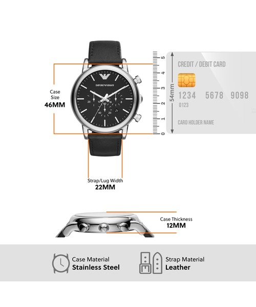 EMPORIO ARMANI(エンポリオアルマーニ)の「エンポリオ・アルマーニ 腕時計 メンズ アナログ レザー AR1828I(アナログ腕時計・メンズ・ブラック・FREE)」の7枚目の写真