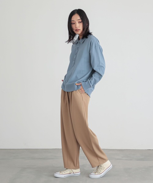 n'OrLABEL（ノアールレーベル）の「『ダブルボタンロングスリーブポロシャツ』（ポロシャツ・レディース・ブラック/ライトグレー/ブルー・2/1）」の17枚目の写真