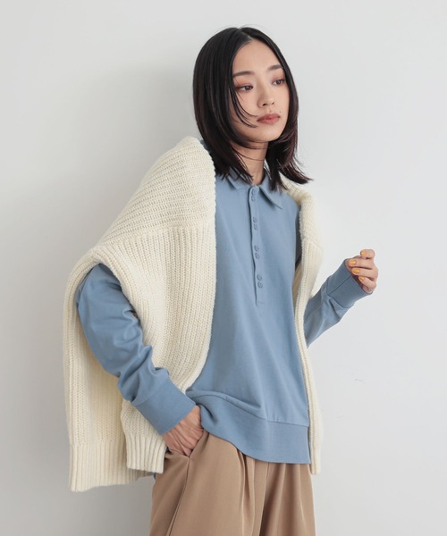 n'OrLABEL（ノアールレーベル）の「『ダブルボタンロングスリーブポロシャツ』（ポロシャツ・レディース・ブラック/ライトグレー/ブルー・2/1）」の18枚目の写真