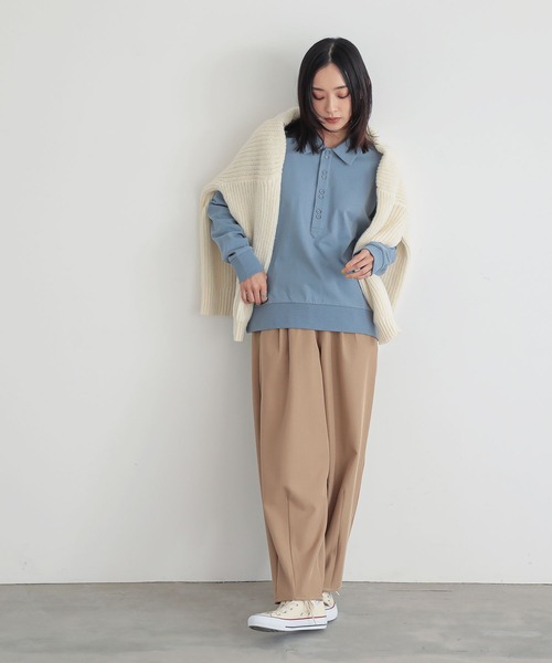 n'OrLABEL（ノアールレーベル）の「『ダブルボタンロングスリーブポロシャツ』（ポロシャツ・レディース・ブラック/ライトグレー/ブルー・2/1）」の19枚目の写真