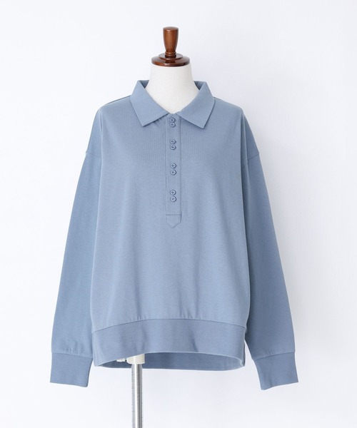 n'OrLABEL（ノアールレーベル）の「『ダブルボタンロングスリーブポロシャツ』（ポロシャツ・レディース・ブラック/ライトグレー/ブルー・2/1）」の11枚目の写真