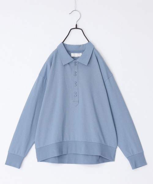 n'OrLABEL（ノアールレーベル）の「『ダブルボタンロングスリーブポロシャツ』（ポロシャツ・レディース・ブラック/ライトグレー/ブルー・2/1）」の6枚目の写真