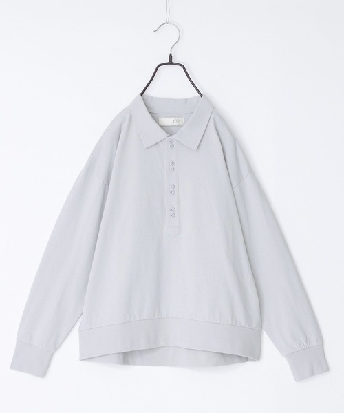 n'OrLABEL（ノアールレーベル）の「『ダブルボタンロングスリーブポロシャツ』（ポロシャツ・レディース・ブラック/ライトグレー/ブルー・2/1）」の8枚目の写真