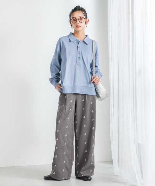 n'OrLABEL(ノアールレーベル)の「『ダブルボタンロングスリーブポロシャツ』(ポロシャツ・レディース・ブラック/ライトグレー/ブルー・2/1)」の14枚目の写真