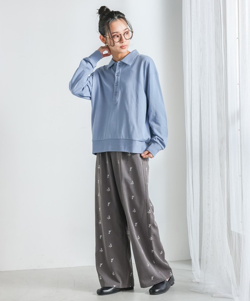 n'OrLABEL(ノアールレーベル)の「『ダブルボタンロングスリーブポロシャツ』(ポロシャツ・レディース・ブラック/ライトグレー/ブルー・2/1)」の15枚目の写真