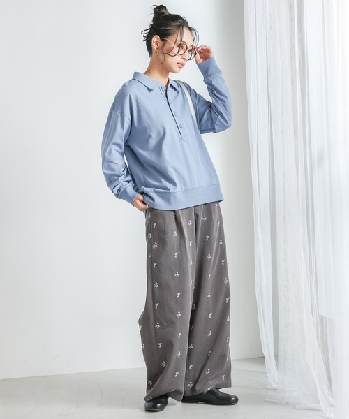 n'OrLABEL(ノアールレーベル)の「『ダブルボタンロングスリーブポロシャツ』(ポロシャツ・レディース・ブラック/ライトグレー/ブルー・2/1)」の16枚目の写真