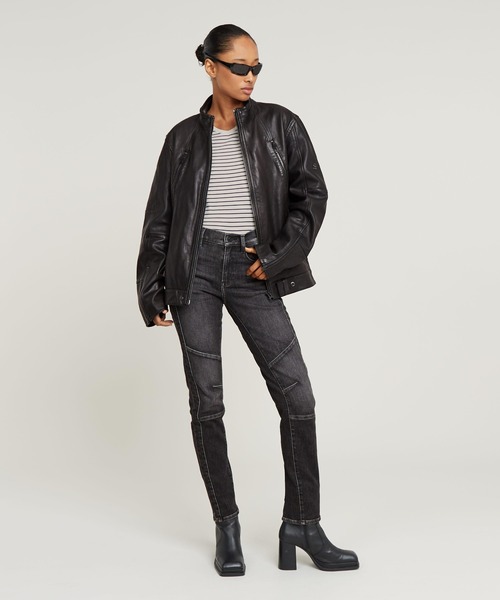 G-STAR(ジースター)の「ACE 2.0 BIKER SLIM STRAIGHT JEANS/バイカーデザインデニムパンツ/スリムストレートジーンズ/L28(デニムパンツ・レディース・ブラック系その他・27inch/26inch/25inch/24inch)」の3枚目の写真