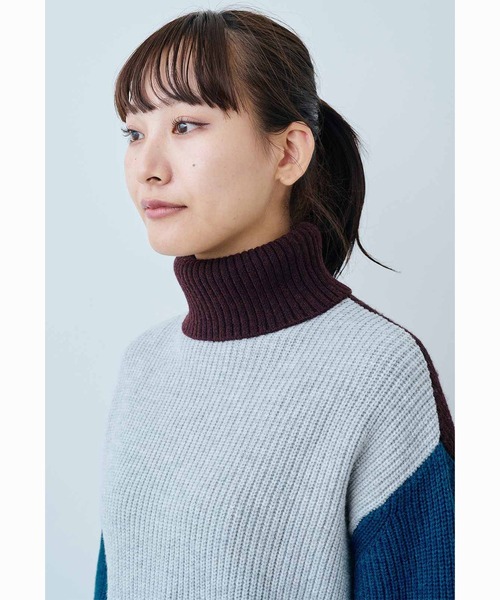 MEDE19F(メデジュウキュウ)の「MEDE19F ハイネックのトライカラーニット(ニット/セーター・レディース・グレー系その他/ベージュ系その他・M/L/LL)」の16枚目の写真