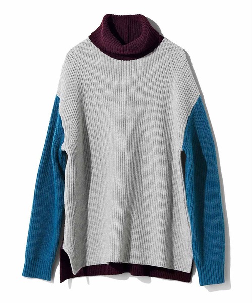 MEDE19F(メデジュウキュウ)の「MEDE19F ハイネックのトライカラーニット(ニット/セーター・レディース・グレー系その他/ベージュ系その他・M/L/LL)」の22枚目の写真