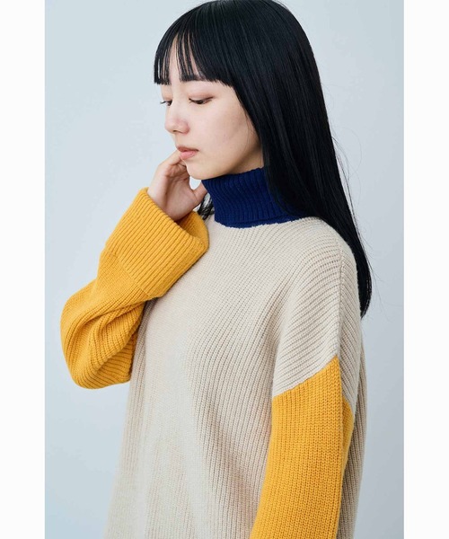 MEDE19F(メデジュウキュウ)の「MEDE19F ハイネックのトライカラーニット(ニット/セーター・レディース・グレー系その他/ベージュ系その他・M/L/LL)」の19枚目の写真