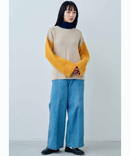 MEDE19F(メデジュウキュウ)の「MEDE19F ハイネックのトライカラーニット(ニット/セーター・レディース・グレー系その他/ベージュ系その他・M/L/LL)」の10枚目の写真