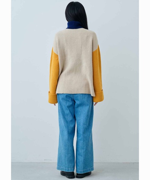 MEDE19F(メデジュウキュウ)の「MEDE19F ハイネックのトライカラーニット(ニット/セーター・レディース・グレー系その他/ベージュ系その他・M/L/LL)」の13枚目の写真