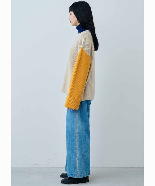 MEDE19F(メデジュウキュウ)の「MEDE19F ハイネックのトライカラーニット(ニット/セーター・レディース・グレー系その他/ベージュ系その他・M/L/LL)」の12枚目の写真