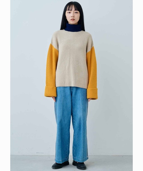 MEDE19F(メデジュウキュウ)の「MEDE19F ハイネックのトライカラーニット(ニット/セーター・レディース・グレー系その他/ベージュ系その他・M/L/LL)」の11枚目の写真